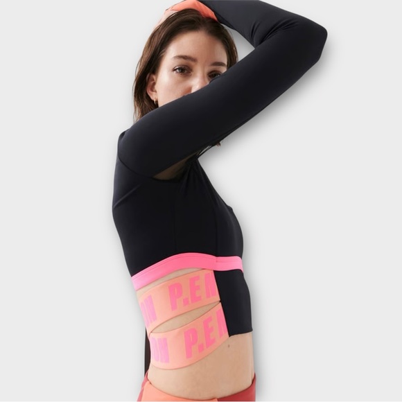P.E Nation High Press Double Under Long Sleeve Cropped Top in Black Size XS NWT - Picture 1 of 8